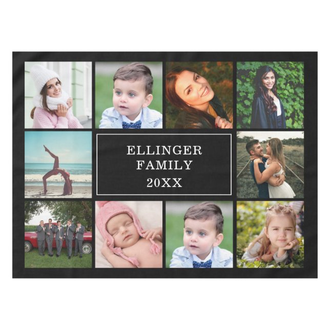 Nappe Collage photo famille noir personnalisé (Devant (Horizontal))