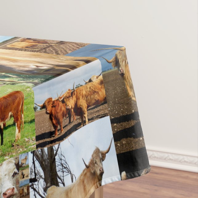 Nappe Collage Photo Vaches Et Vaches Highland, (In Situ)