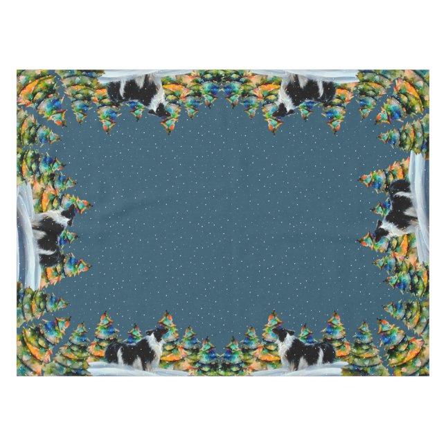 Nappe Collie frontalier en hiver Forêt de neige Arbre de (Devant (Horizontal))