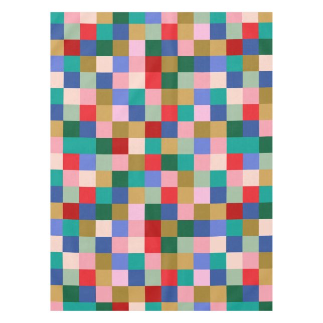 Nappe Colorful Patchwork Checkerboard Modern Holiday (Devant)
