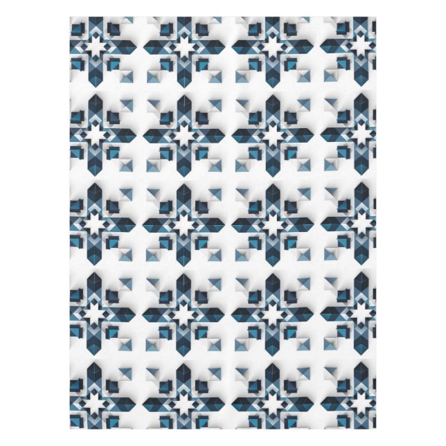 Nappe Conception Abstraite Géométrique en Bleu et Blanc (Devant)
