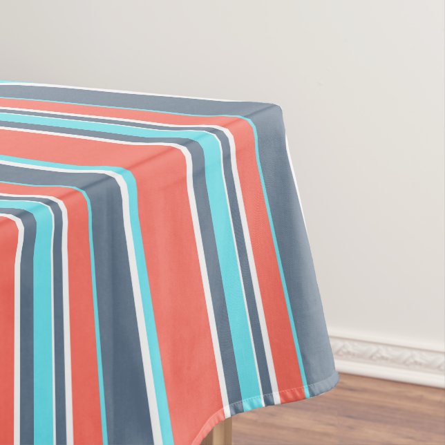 Nappe Corail vivant, bandes bleues et grises (In Situ)