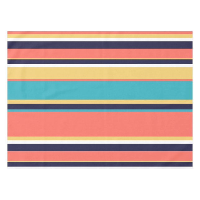 Nappe Corail vivant, rayures bleues et jaunes (Devant (Horizontal))