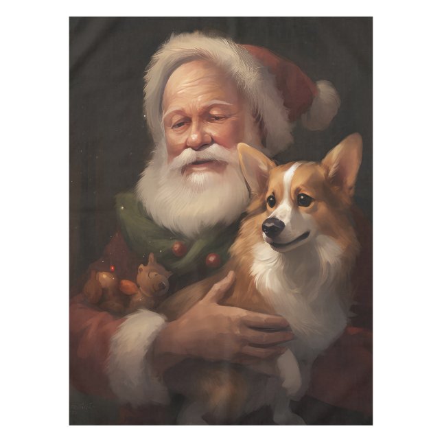 Nappe Corgi avec Noël Festif du Père Noël (Devant)