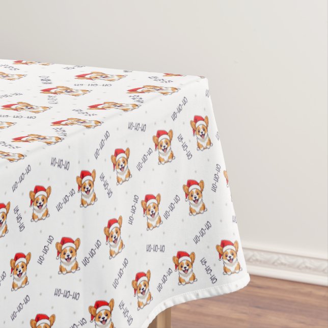 Nappe Corgis à Santa Hats Motif de Noël (In Situ)
