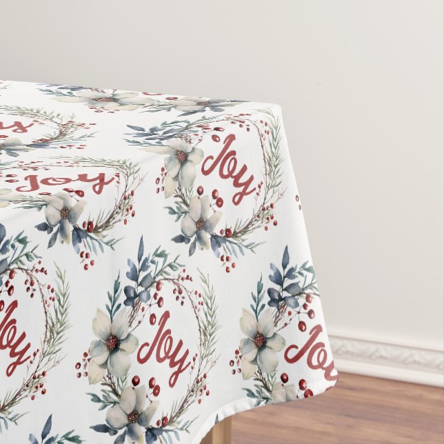 Nappe Couronne de Noël, avec fleurs blanches, baies roug (In Situ)