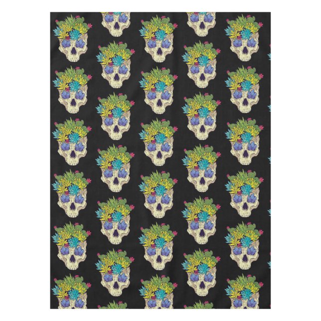 Nappe Crâne avec cristaux et succulents (Devant)