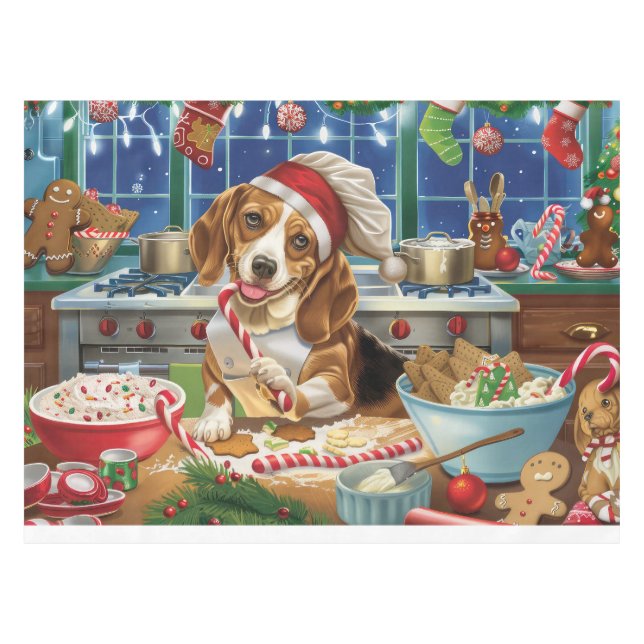 Nappe Cuisine de vacances beagle : Noël festif (Devant (Horizontal))