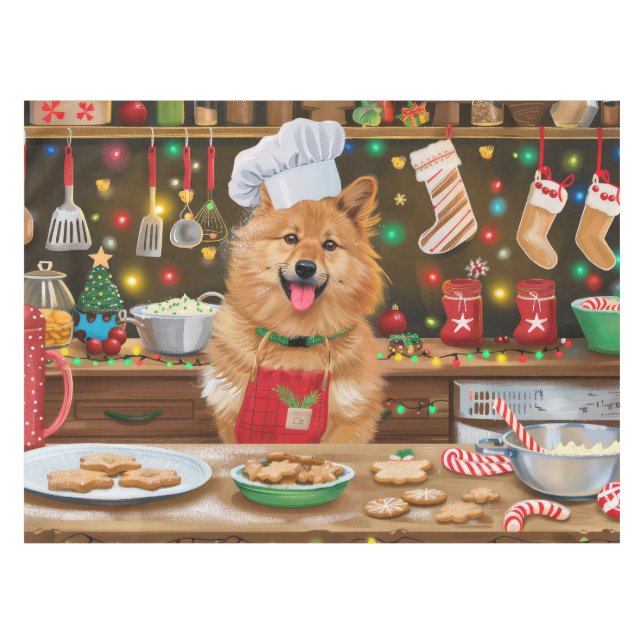 Nappe Cuisine de vacances pour spitz finlandais : Noël f (Devant (Horizontal))