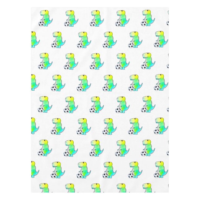 Nappe Cute Dinosaur Aime Le Football Aquarelle (Devant)