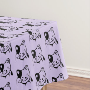 Nappe Cute noir et blanc Kitty Chat Waving Bonjour