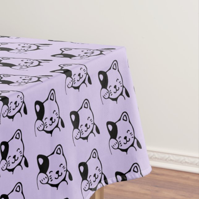 Nappe Cute noir et blanc Kitty Chat Waving Bonjour (In Situ)