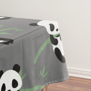 Nappe Cute Panda Bear Bamboo Gris Motif