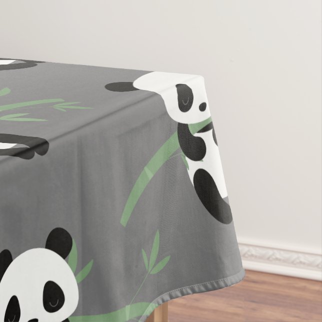 Nappe Cute Panda Bear Bambou Motif Gris (In Situ)