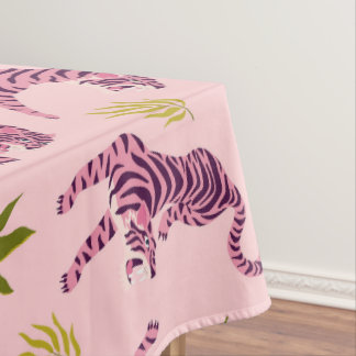 Nappe Cute Pink Tigers Tropical Leaves Abstract Animal