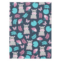 Cute rose Turquoise Hippo Papillon Floral Lily Pad