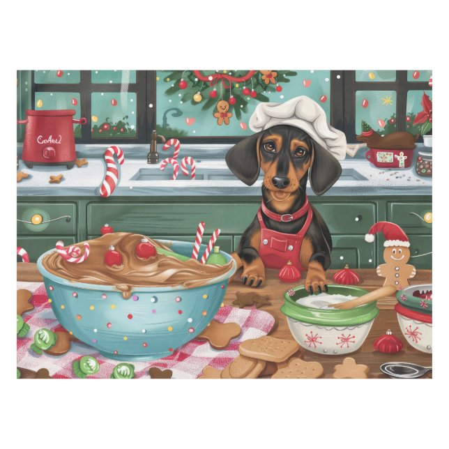 Nappe Dachshund Gîtes : Noël festif (Devant (Horizontal))