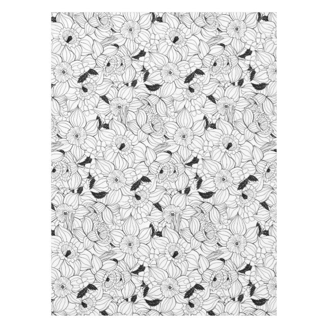 Nappe Daffodiques motif floral printanier (Devant)