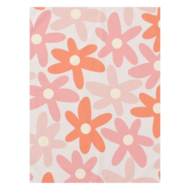 Nappe Daisy Time mignon Retro Floral Pattern Orange Rose (Devant)