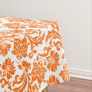 Nappe Damas Florales Orange Et Blanc
