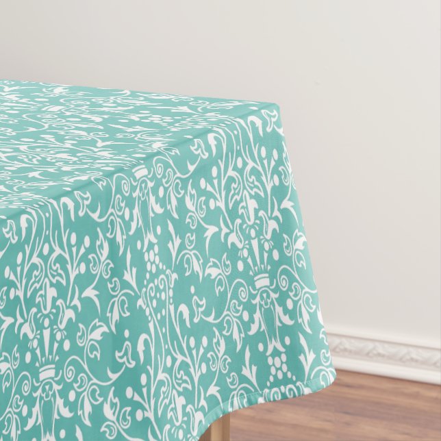 Nappe Damas Turquoise & blanc (In Situ)
