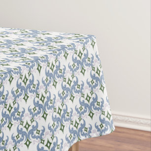 Nappe damassé bleu et vert ornement pointillisme