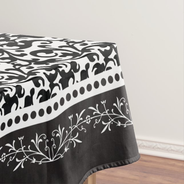 Nappe Damassé élégante de rouleau noire et blanche (In Situ)