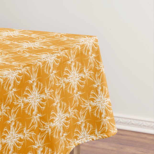 Nappe Damassé florale orange et blanche de mandarine (In Situ)