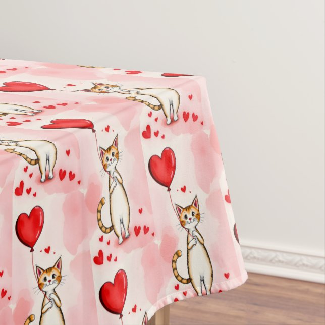 Nappe de la Saint-Valentin Chat Cœurs Rouges  (In Situ)