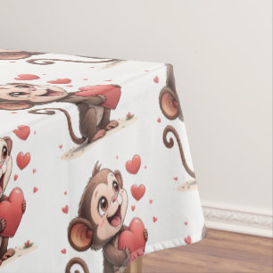Nappe de la Saint-Valentin Singe Cœurs Rouges