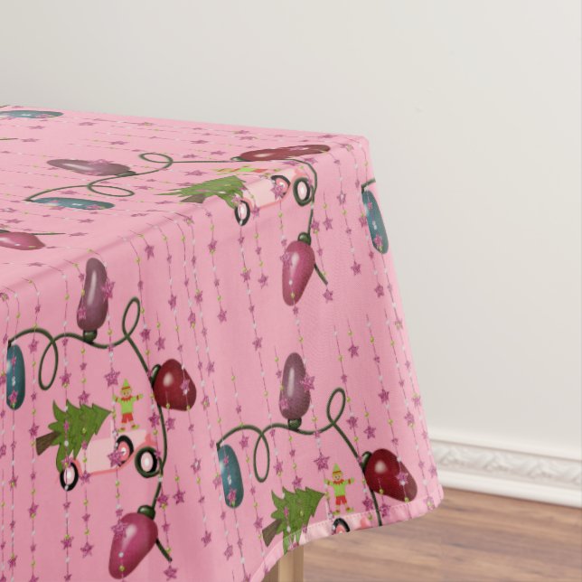 Nappe de Noël, Elfe Voiture Rose, Lumières (In Situ)