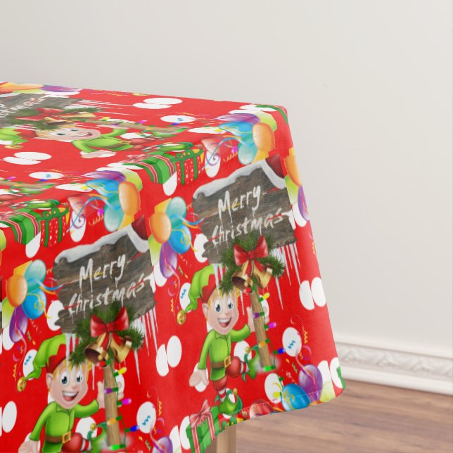 Nappe de Noël, Joyeux Noël, Elfe (In Situ)