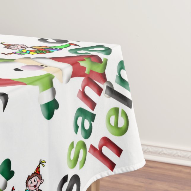 Nappe de Noël, Joyeux Noël Père Noël Aide (In Situ)