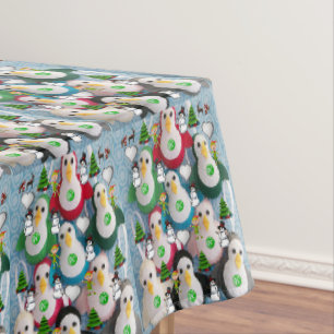 Nappe de Noël, Joyeux Noël, Pingouin