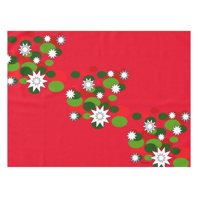 Nappe de rouge de bulles et d'étoiles de Noël (Devant (Horizontal))