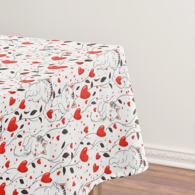 Nappe de table de la Saint-Valentin avec des chato (In Situ)