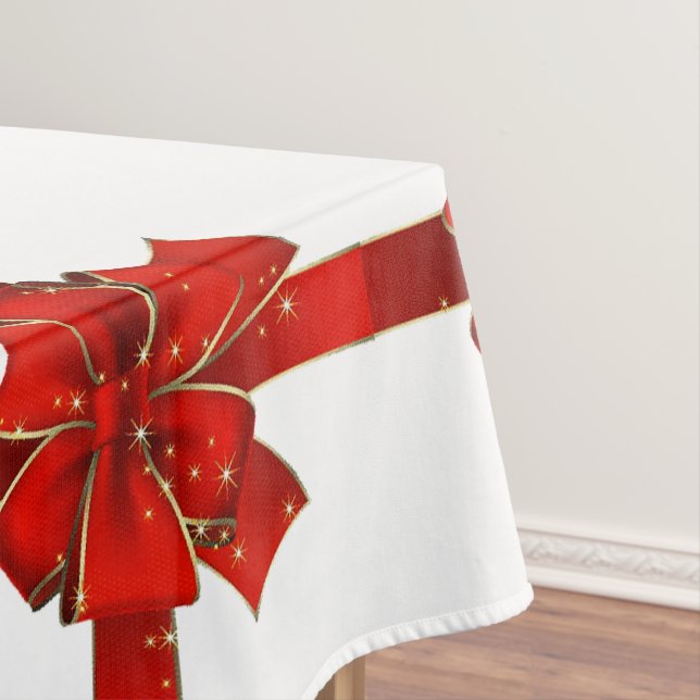Nappe de table de saison avec un nœud rouge scinti (In Situ)