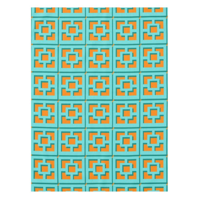Nappe de Trellis rétro turquoise et orange (Devant)