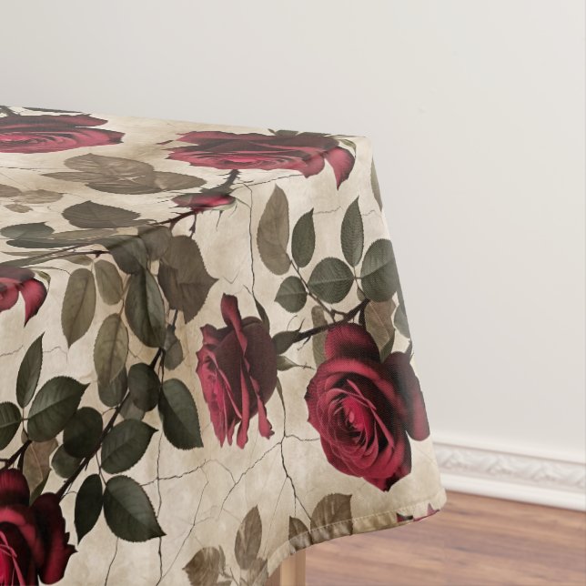 Nappe Deep Red Roses With Dark Green Leaves (In Situ)