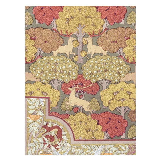 Nappe Deer &Tree Squirrel Bird Rowan Berries Art Nouveau (Devant)