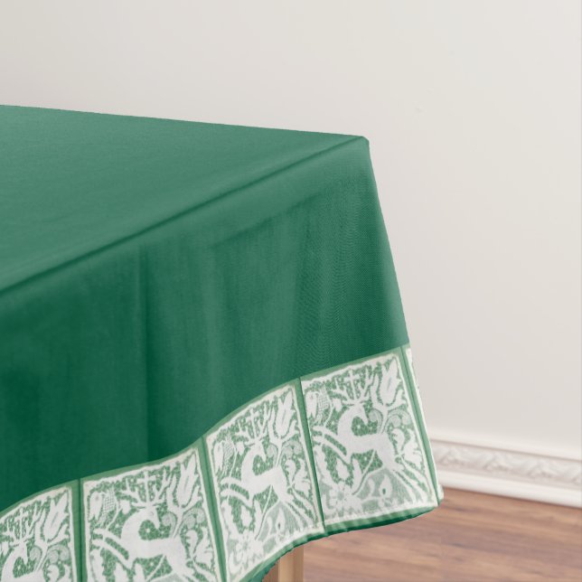 Nappe Dentelle verte de rennes de Noël 60 po x 84 po (In Situ)