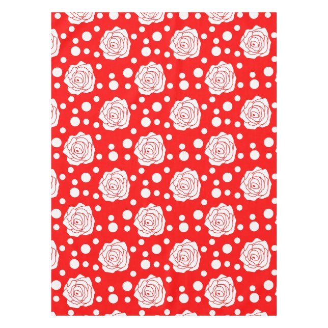 Nappe Design d'illustrations florales Pois en rouge blan (Devant)