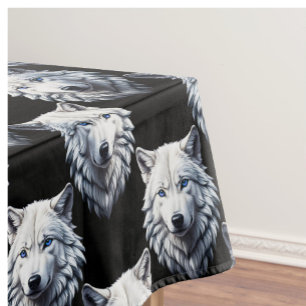 Nappe Design Motif de tête de loup blanc