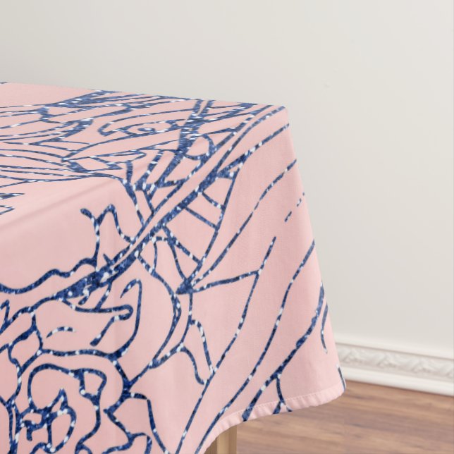 Nappe Design stylé métal marine bleu et rose floral (In Situ)