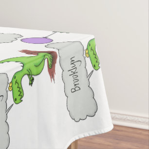 Nappe Dessin animé de dragon vert mignon qui souffle du 