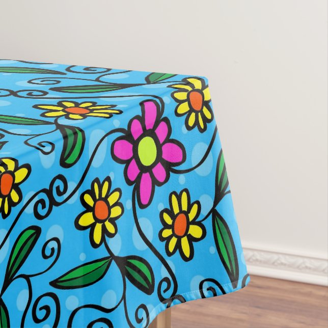 Nappe Dessin de marguerite bohème bleue mignonne  (In Situ)