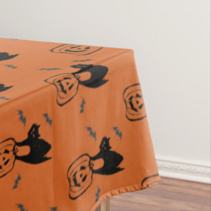 Nappe d'Halloween de chats citrouilles et noirs