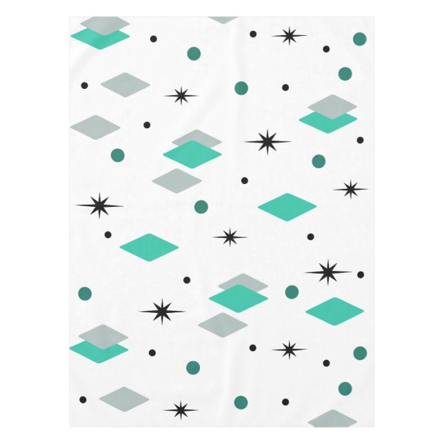 Nappe Diamants de l'âge spatial Turquoise Blanc (Devant)