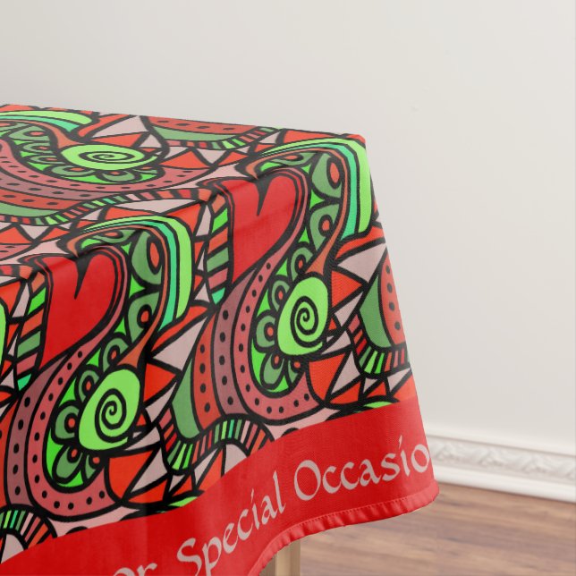 Nappe Doodle Abstrait rétro Coeurs rouges Motif romantiq (In Situ)