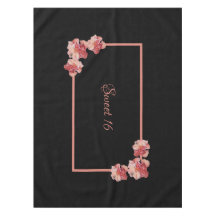 Doux 16 fleurs roses sur noir